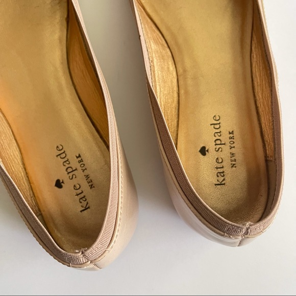 Kate Spade Patent Leather Nude Bow Ballet Flats 7 - Picture 3 of 12